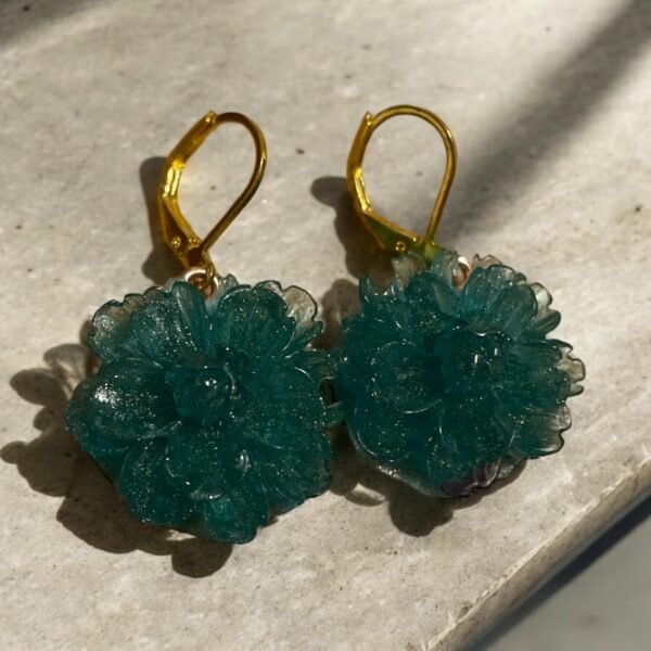 Boucles Peony bleu-vert