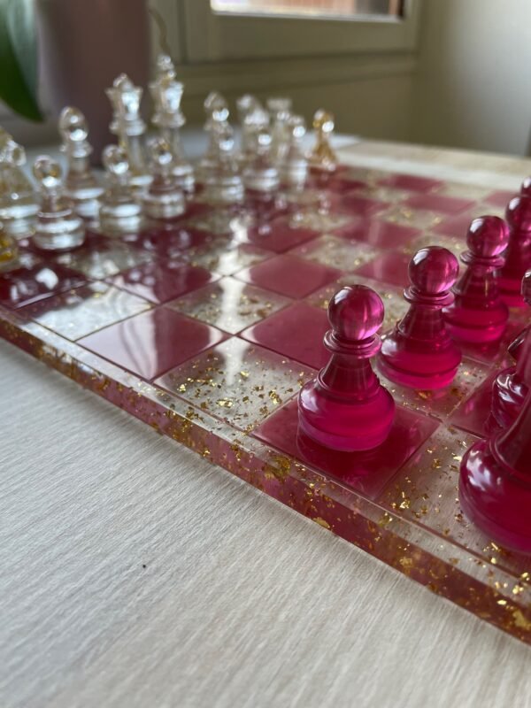 Echiquier rose et paillettes or – Image 2