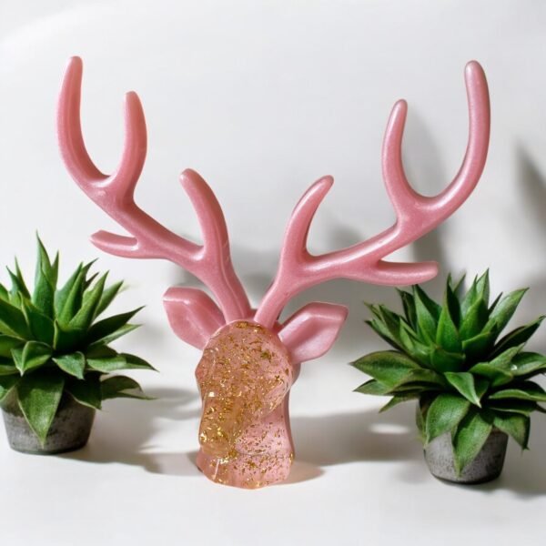 Cerf porte-bijoux rose